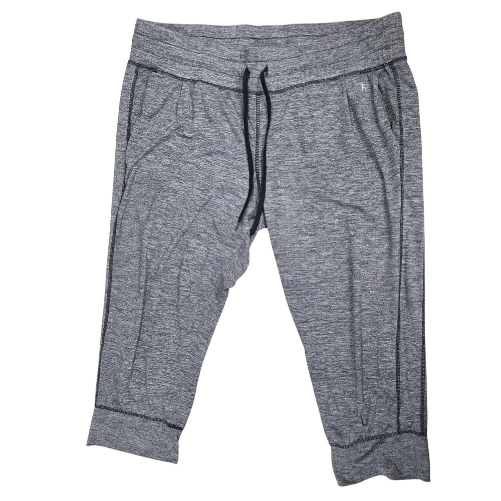 Danskin Now Womens XXL Grey Heathered Capri Jogger Sweatpants Drawstring Pockets